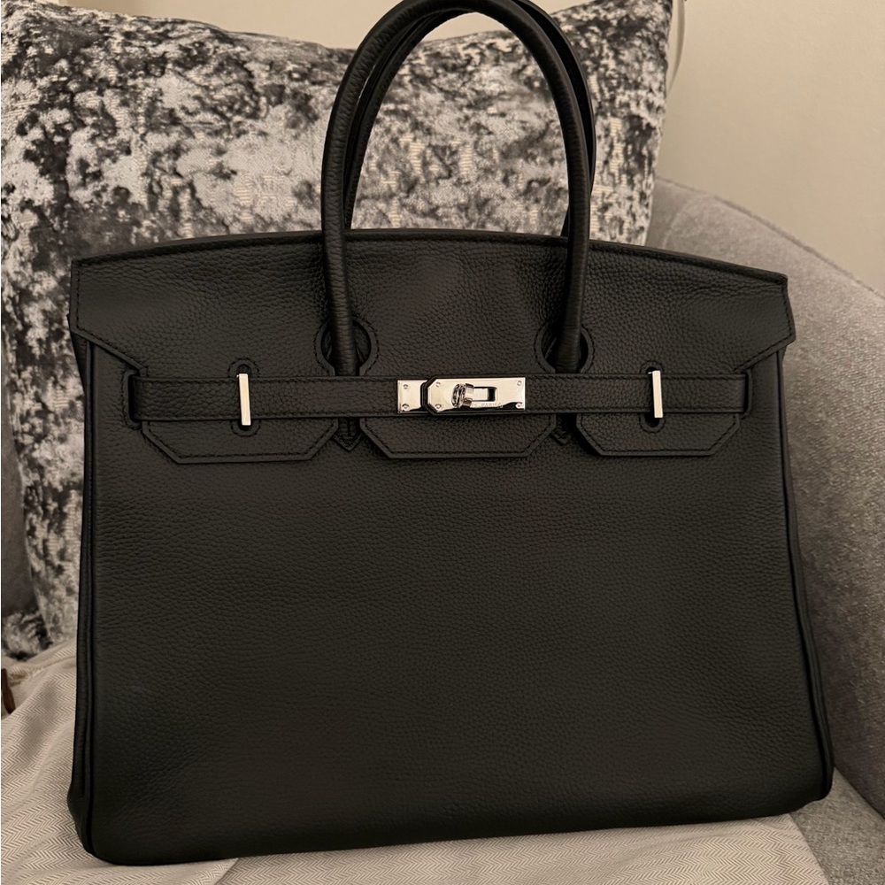 Inspired Black Leather Handbag
